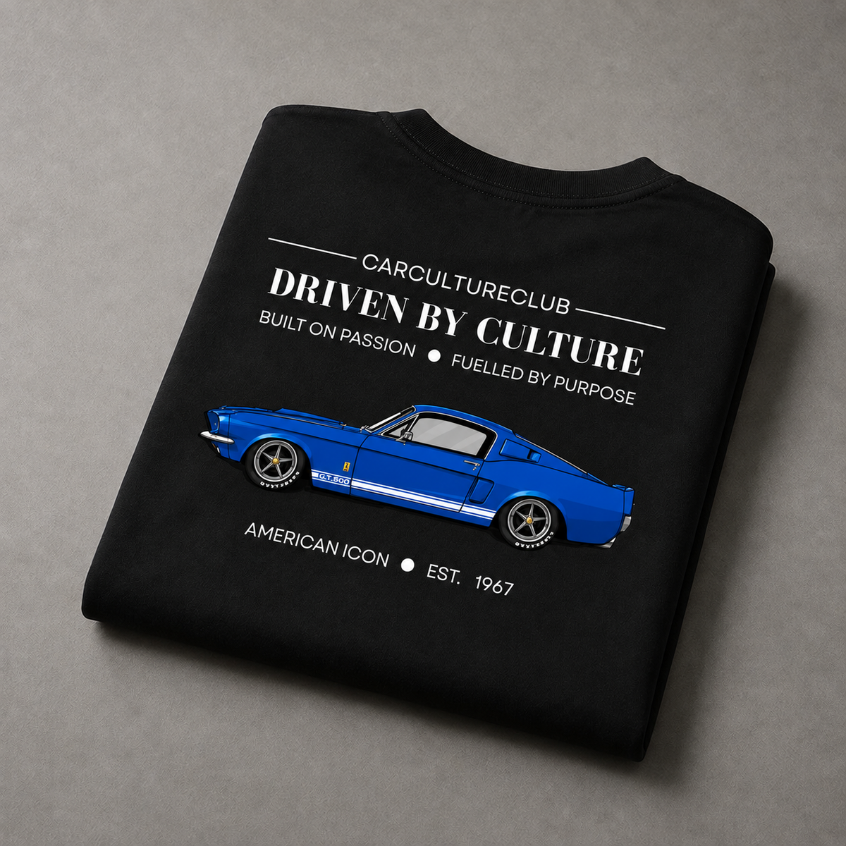 American Icon black T-shirt folded, back artwork