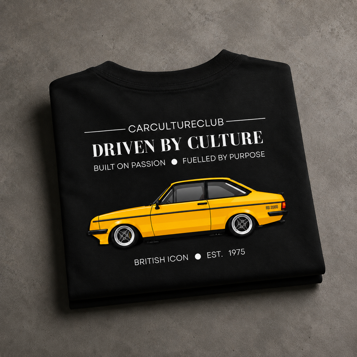 British Black Icon T-shirt back print, folded view