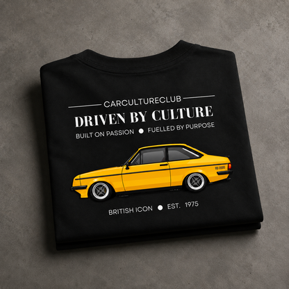 British Black Icon T-shirt back print, folded view