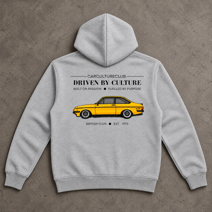 British Icon Hoodie — Grey, full back flat lay on stone