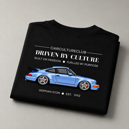 German Black Icon T-shirt back print, folded view