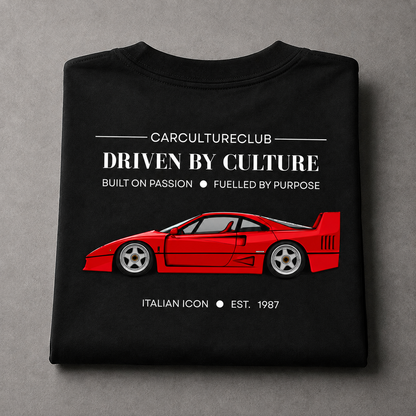 Italian Icon black T-shirt, folded back print