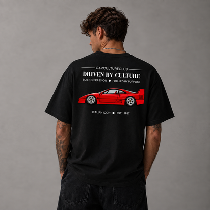 Italian Icon black T-shirt, back view on model