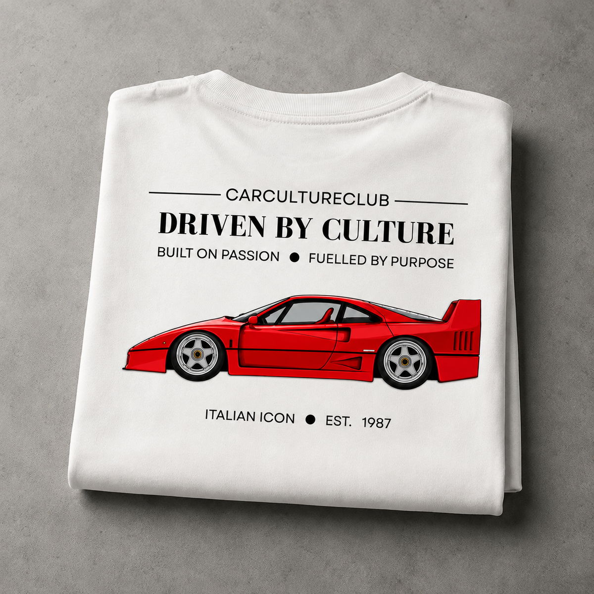 Italian Icon white T-shirt, folded back print